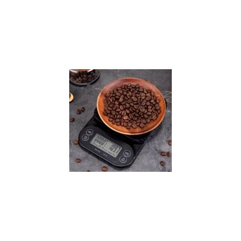 Küchenwaage, elektronische Waage, 0,1/3000 g Synchron-Kaffeewaage, elektronische Küchen- und Schmuckwaage mit grün hinterleuchtetem LCD-Display (Schwarz) - Crezuo