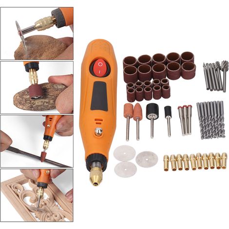 Mini-Elektroschleifer (12 V), Mikro-Polierer, Gravierstift, 54-teiliges Zubehörset, multifunktionales Elektrowerkzeug zum Polieren, Reinigen und Gravieren, europäischer Standard 100–240 V (1/5)