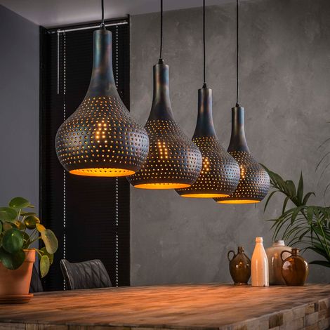Suspension conique design en métal perforé 4 lampes KATE (1/5)