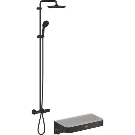 Colonne bain douche thermostatique GROHE Vitalio Start System noir mat + Panier douche Start Cube