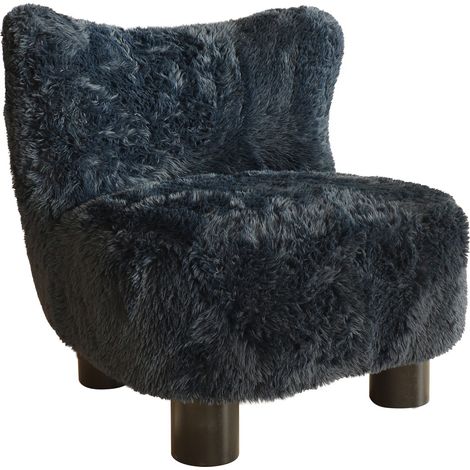 Fauteuil imitation fourrure et structure en bois, ARTIC (1/5)