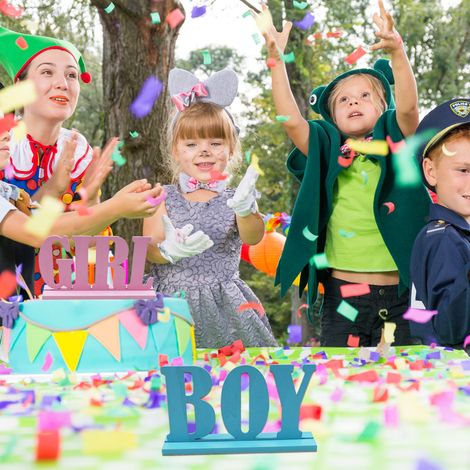 Tischdekorationen aus Holz für die Geschlechtsenthüllung: Tischschilder mit Buchstabenblöcken in Blau und Rosa für die Babyparty (Mädchen/Junge) (1/5)