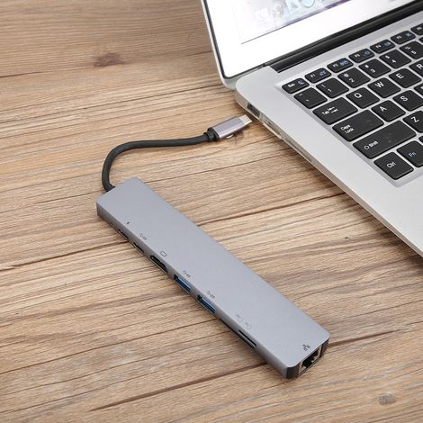 Adaptateur USB C 8 en 1 avec Port HDMI, Ethernet, Lecteur de Carte SD et Charge Rapide - Hub Multifonction (1/5)