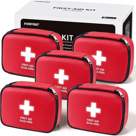 Trousse de premiers secours compacte 5 pièces, kit d'urgence portable pour extérieur, voiture, maison (1/5)