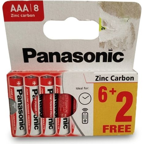 Lot de 8 - PANASONIC - Piles Zinc Carbon - AAA 1.5V R03 - 2 Piles Gratuites - Voir photos (1/3)