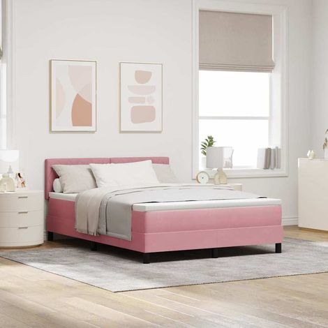 Letto a molle con testiera Rosa 140 x 200 cm Velluto vidaXL (1/5)