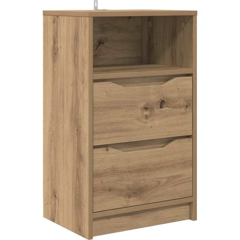 Maison Exclusive - Mesa de Noche con cajón Roble artesanal 40 x 3