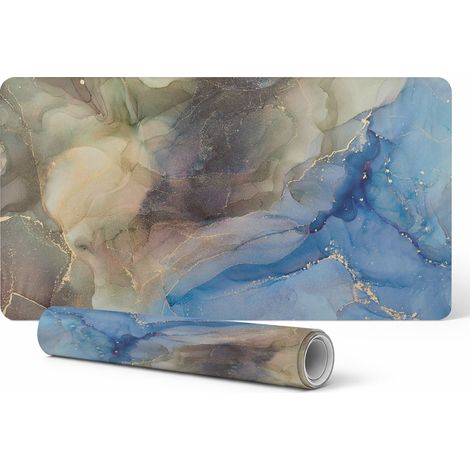 Alfombrilla de escritorio antideslizante y duradera con dise帽o de ondas abstractas, 90x45 cm.