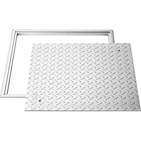 60 x 60 cm tampon de regard carré avec cadre, acier au carbone antidérapant pour caniveau, allée ou cour (1/5)