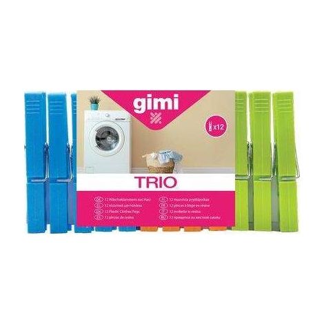 Mollette resina Gimi easy in resina trio colori 12 pezzi