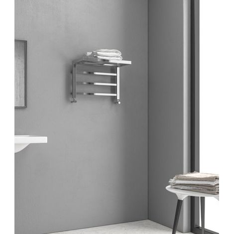 Termoarredo Scaldasalviette Bagno 35x50cm Interasse 47cm in Acciaio Finitura Cromo ''Design 1'' (1/3)