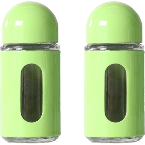 Shaker Sel Et Poivre - Verre Transparent Et Couvercle Acier Inoxydable - Réglage Débit 3 Positions - Usage Cuisine Maison - Lot De 2 (1/5)