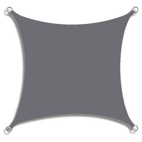Voile d'ombrage carrée 2 x 2 m, résistante à l'eau, Bloque 95% des UV,, pour Jardin, Plage, Patio (Gris) (1/5)