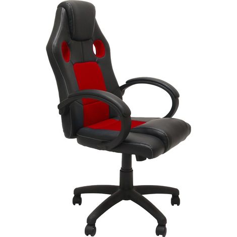 Silla giratoria para videojuegos en rojo y negro: comodidad ergonómica para el trabajo y el entretenimiento. (1/5)
