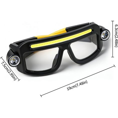 Lunettes Lampe Multifonction Rechargeable USB, Lampe Frontale Randonnée Extérieur, Détection Tactile, Feu Proche/Loin, Longue Autonomie, (1/4)