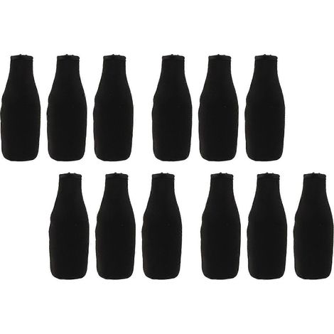 Lot de 12 manchons isothermes pour bières, fermeture éclair, en néoprène noir. Garde les boissons au frais. (1/5)