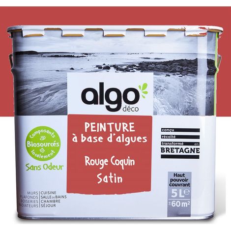 Peinture écologique Algo - Satin - Rouge Coquin - 5L (1/5)
