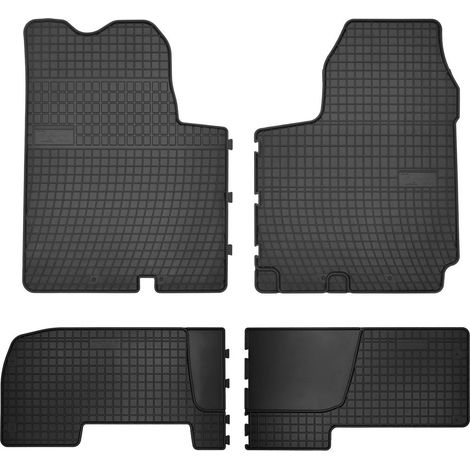Tappetini in gomma per auto per: Renault Trafic II furgone 2 file (2001-2014) - neri, su misura