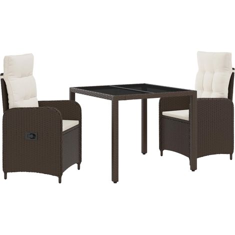 Outdoortisch-Set 3 pcs Braun und Creme Weiß 90 x 90 x 75 cm vidaXL