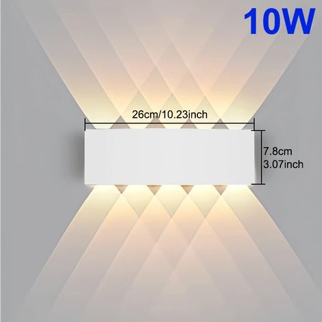 Applique murale LED extérieure (10 W - 3000 K) étanche IP65, éclairage vers le haut et vers le bas, style moderne, pour allée, jardin, cour, chambre, salon et décoration. (1/5)