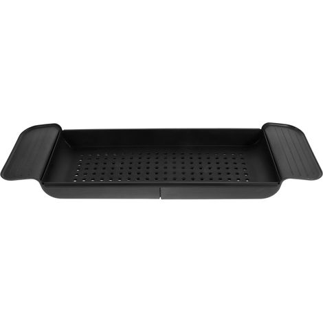 Étagère de Télescopique en Plastique Noir, Support Extensible pour Rangement Salle de Bain, Porte-Verres à Vin et Plateau pour Téléphone, pour Détente et Bain Relaxant'-'- (1/5)