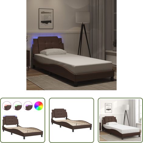 LED-Leuchten - Bettgestell mit LED ohne Matratze "Zadar" Braun 80x200 cm (1/5)