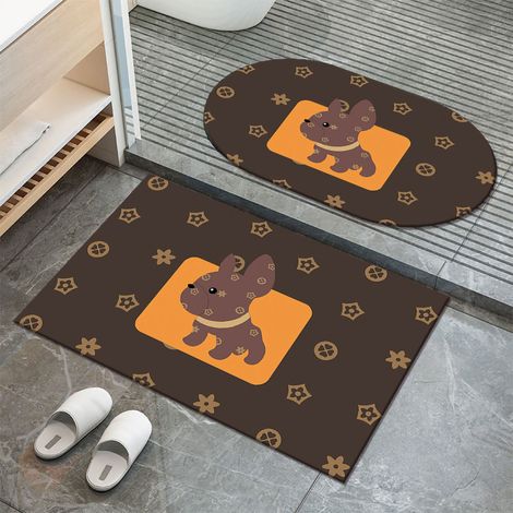 Saugfähige, schnelltrocknende, rutschfeste Badematte, Roboterhund Ellipse Kristallvelours, 40 x 60 cm, Schwarz, 620 g