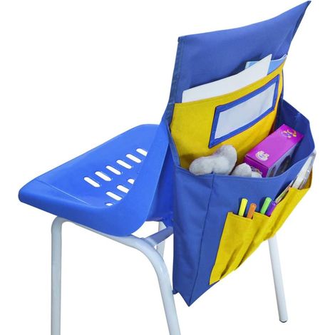 Sac de rangement pour dossier de chaise Sac de suspension multifonctionnel pour poche arrière de chaise (jaune et bleu) (1/5)