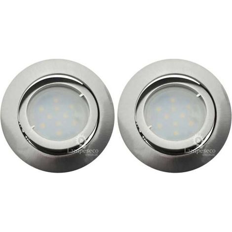 Lot de 2 Spot Led Encastrable Complete Satin Orientable lumière Blanc Chaud eq. 50W ref.209 (1/5)