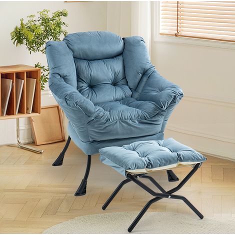 Sillón relax 81x65x95 cm de metal azul claro, fácil de montar para salón FLORAGRACE (1/5)