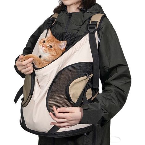 Zaino da viaggio per cani e gatti di piccola taglia. Impermeabile, leggero, con fondo imbottito e tasche con cerniera. (1/5)