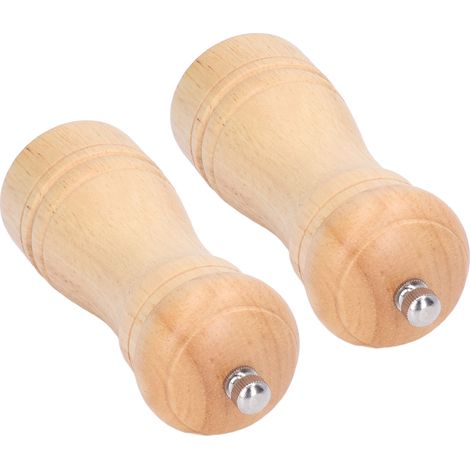 Lot de 2 moulins à sel et poivre en bois, à grain réglable, pour assaisonnement de cuisine. Hauteur : 14,5 cm / 5,7 po. (1/5)