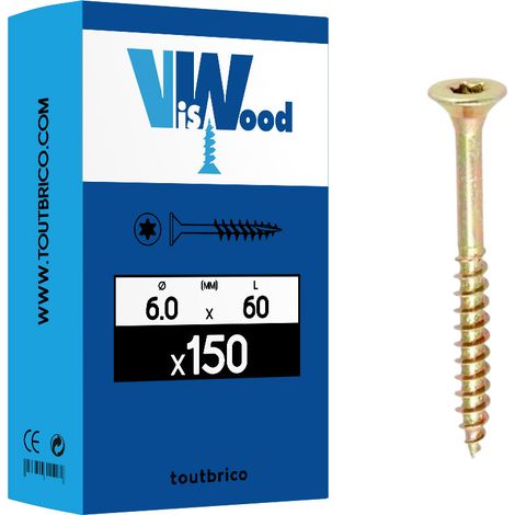 150 vis agglo 6x60/36mm fraisée Tx zingué Viswood