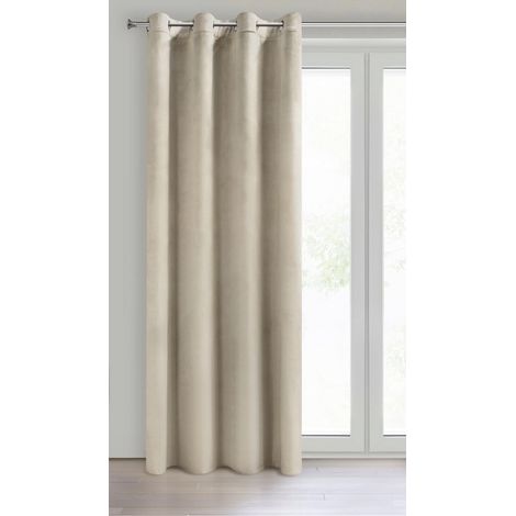 Rideau en Velours avec Oeillets - 1 Panneau, Traitement de Fenêtre Occultant, Rideaux pour Chambre, Cuisine, Salon, Doux, 140x250 cm, Beige Clair (1/5)