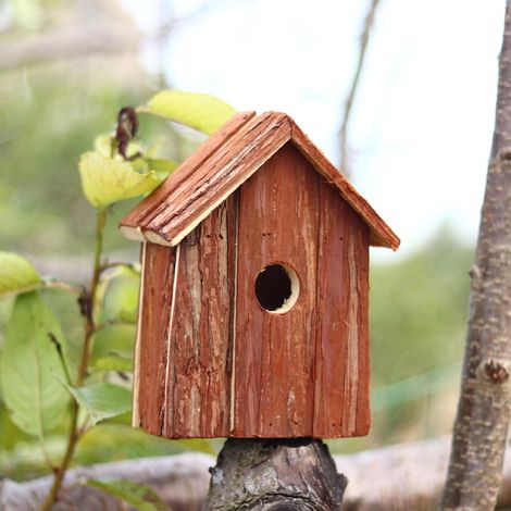 Nichoir créatif en sapin, nichoir transfrontalier, vente en gros, nichoir suspendu pour jardin extérieur, nid d'oiseau en bois cousu à la main. (1/5)