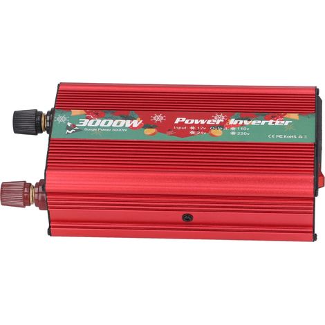 Onduleur Sinus Pur Aluminium DC12V vers AC 220V 50Hz 3000W Rouge Faible Bruit Chargeur Multifonction (1/5)