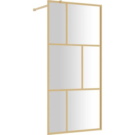 Walk-in Shower Wall with Clear ESG Glass Gold 90x195 cm vidaXL