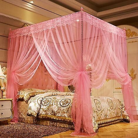 Moustiquaire en dentelle 180 x 200 cm, décoration de chambre (rose) (1/5)