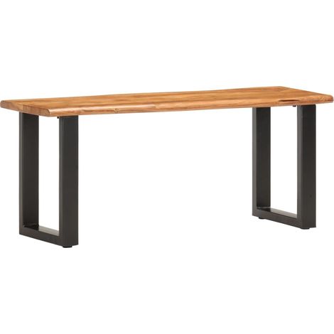 vidaXL Panca con Bordi Vivi 110 cm in Legno Massello Acacia e Acciaio (1/5)