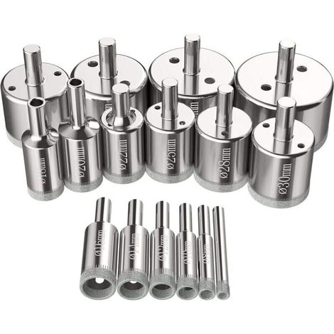 Tin tinker and Tirpan-Set of 16 Diamond Saws Forest Hole Saw 6-50 mm Glass Drilling Tools Saws Kit for Carbon Steel, Glass Drilling, Ceramic, Porcelain, Tile, Marble MUMU (1/4)