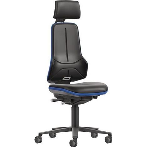 Sillón de oficina Rl.m. reposacabezas tapizado en piel sintética negro azul 470-640mm BIMOS (1/4)