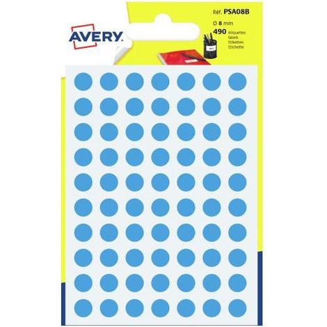 Avery PSA08B etichetta autoadesiva Rotondo Permanente Blu 490 pz (1/4)