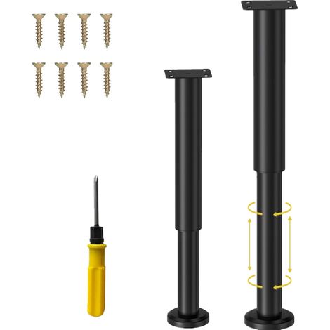Pied de Lit 2pcs Pieds de Meuble de Salle de Bain Pied Réglable pour Meuble,Pieds de Sommier pour Canapé Pied de Table,Pieds de Meubles Réglables en Métal avec vis et Tournevis (Noir, 40-70 cm) (1/5)