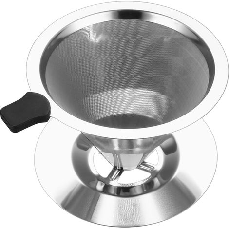 1 Filtre à Café Acier Inoxydable, Maille 600 Réutilisable, Sans Papier pour Machine Manuelle, 1 à 2 Tasses
