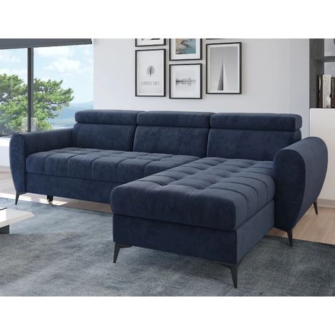 Bjorn Monolith Fabric Corner Sofa Bed - Navy Blue