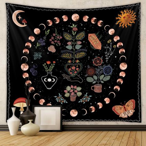 Wandteppich, Hintergrundstoff, trendiger Wandteppich, dekorativer Wandteppich im Bohème-Stil, 180 x 230 cm