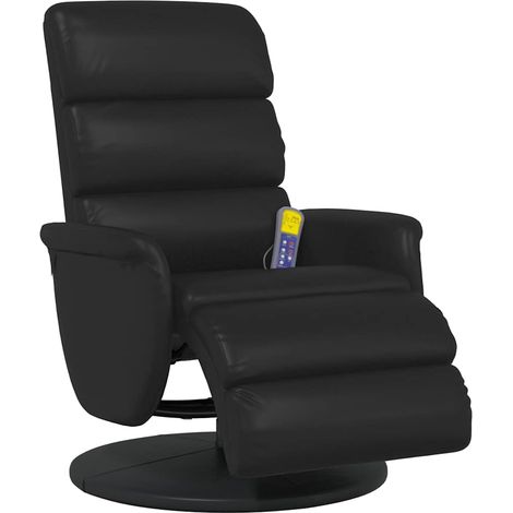 Sillón reclinable masaje con reposapiés cuero sintético negro vidaXL (1/5)