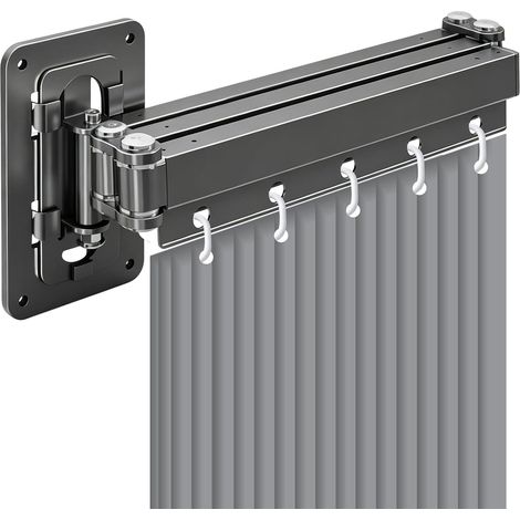 Rideau de douche sans perçage, tringle à rideau de douche pliable, montage mural, angle réglable, déformable sans perçage (3 compartiments, 92 cm) (1/5)