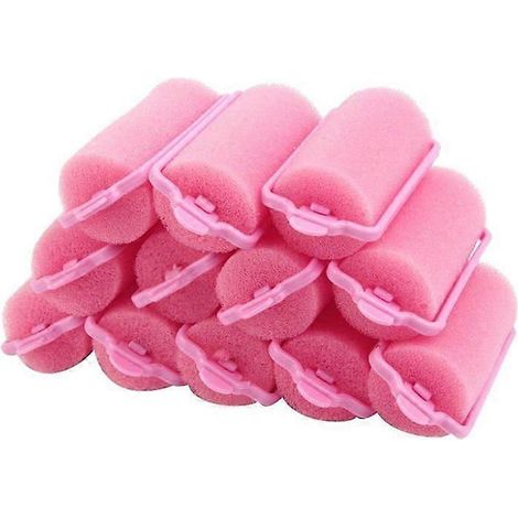 Lot de 12 bigoudis en éponge de 6 cm, à utiliser uniquement pendant le sommeil, sans chaleur, pour des coiffures roses de fête de Noël. (1/5)