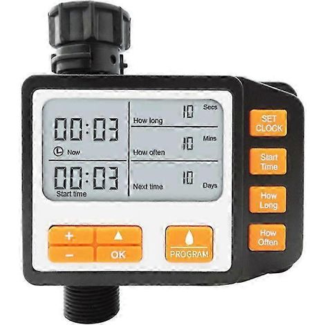 Programmateur d'arrosage automatique et manuel étanche IPX5 avec grand écran LCD et installation facile. (1/5)